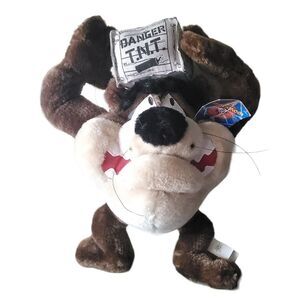Vintage Looney Tunes Tasmanian Devil Taz Stuffed Animal Plush Danger TNT 1998